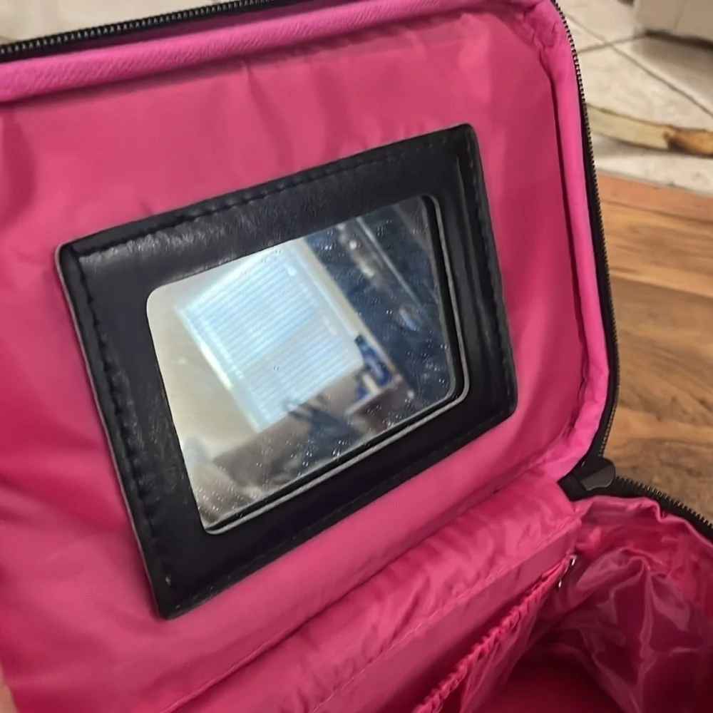 Black and Pink Makeup Case with Mirror